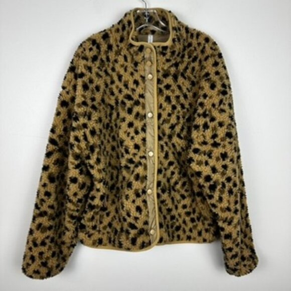 NWT fabletics Tahoe teddy jacket cheetah print SZ XL - Picture 1 of 9